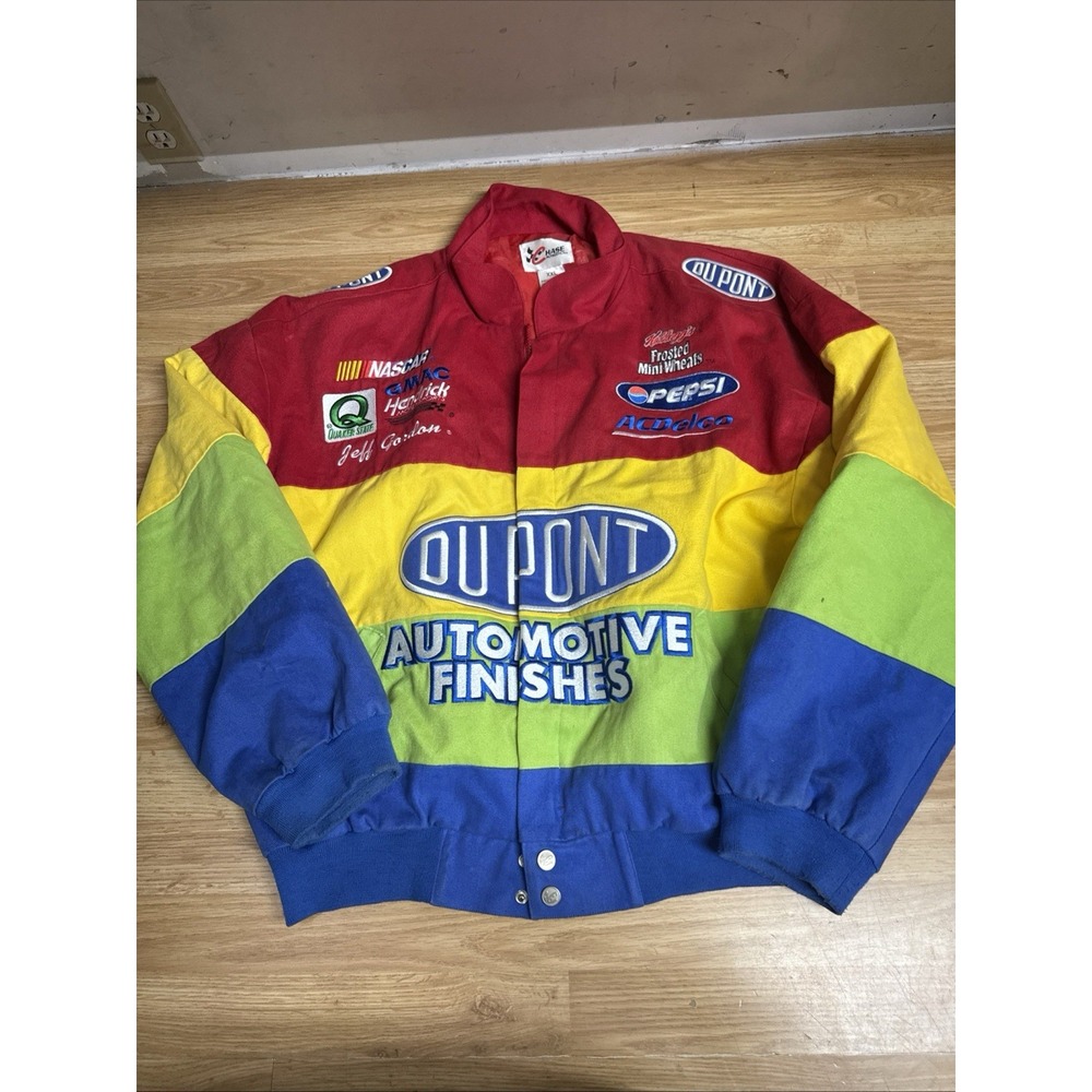 Vintage NASCAR Jeff Gordon Dupont Racing Chase Authentics Jacket Rainbow Sz 2XL
